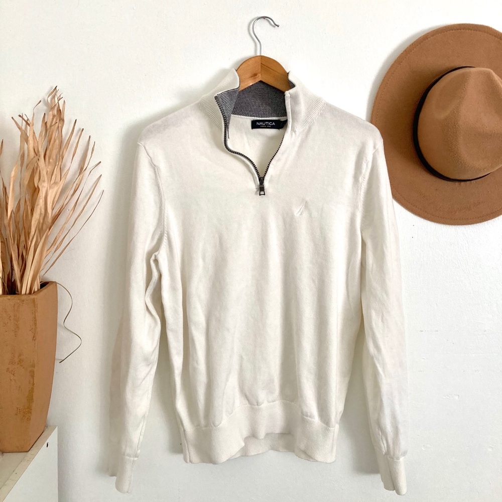 Vintage Nautica White Half Zip Sweater